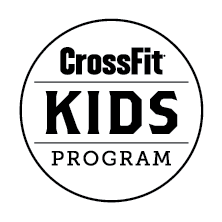 A black and white logo for crossfit kids program.