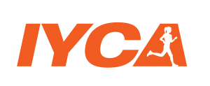 A green background with an orange logo.